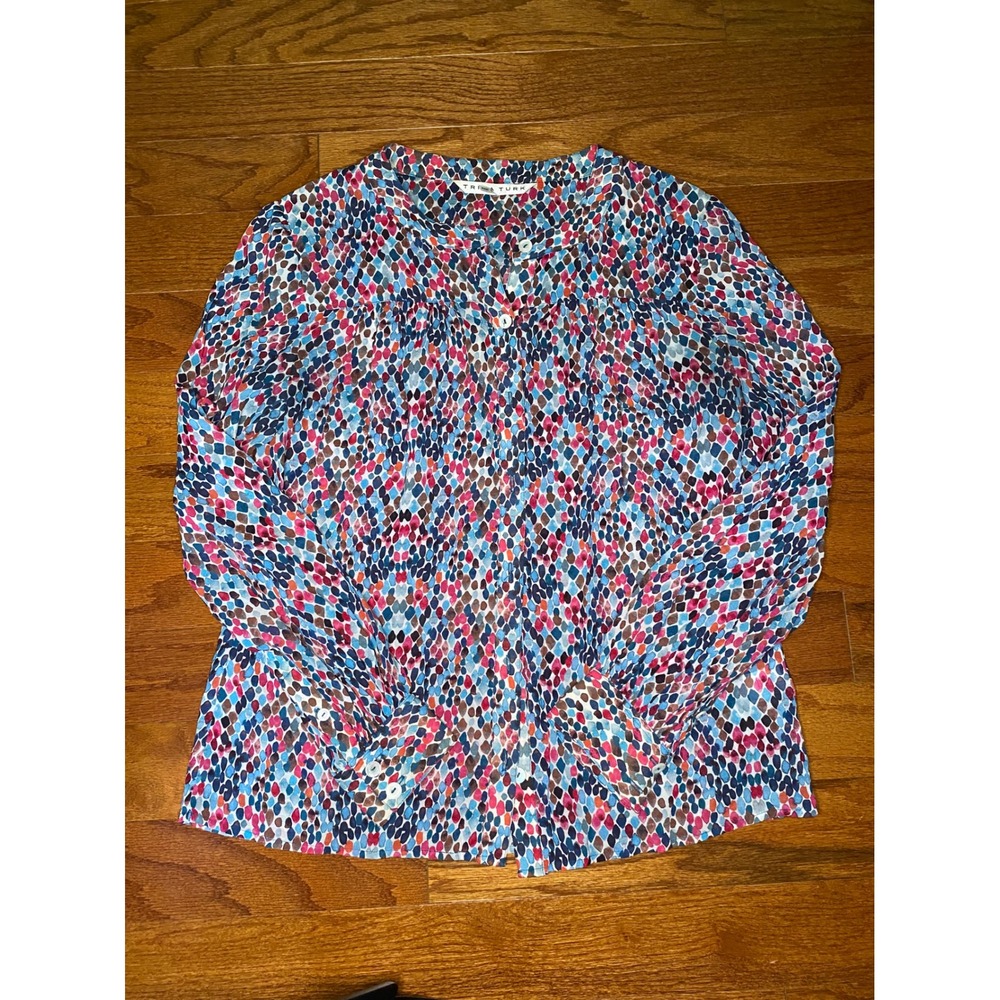 Trina Turk Multicolored Button Down Shirt with Silk Size Small